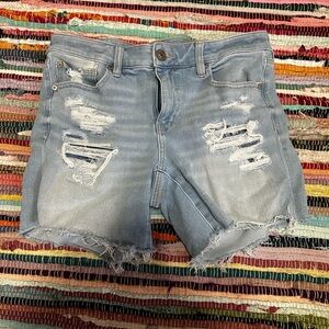 American Eagle Outfitters Ripped Light Blue Jean Shorts